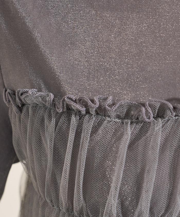 天鵝絨運動服拼接網紗上衣