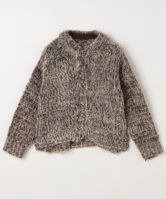 仿皮草針織大衣