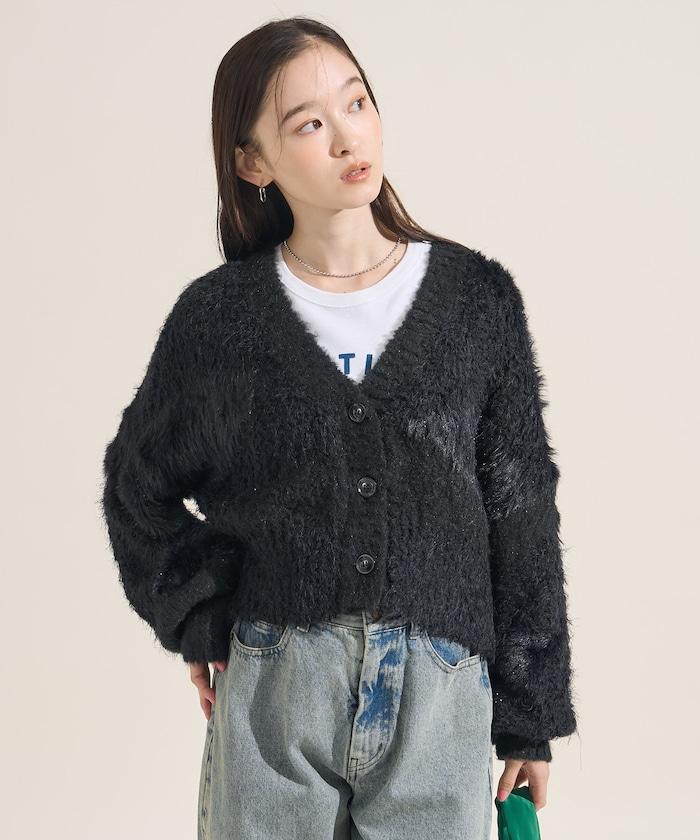 混紡紗線單色針織開衫