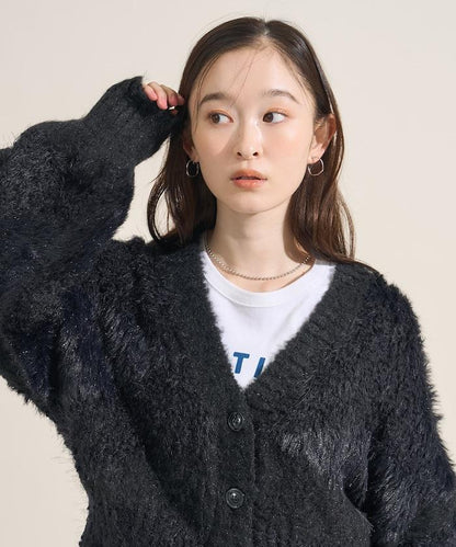 混紡紗線單色針織開衫