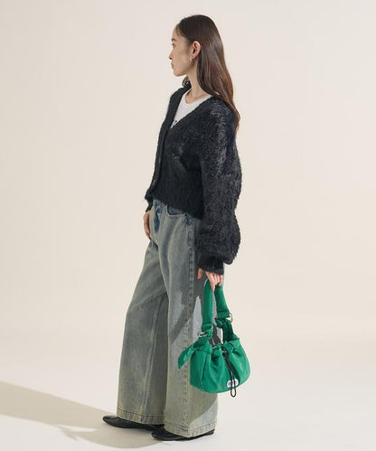 混紡紗線單色針織開衫