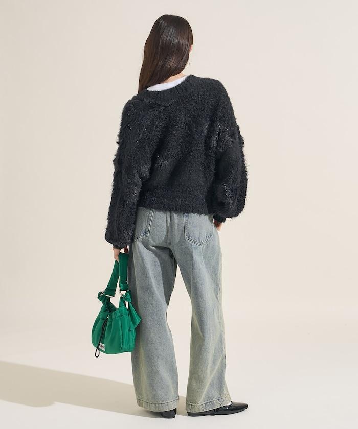 混紡紗線單色針織開衫