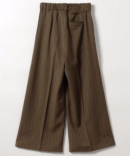 配腰帶褶皺寬鬆長褲