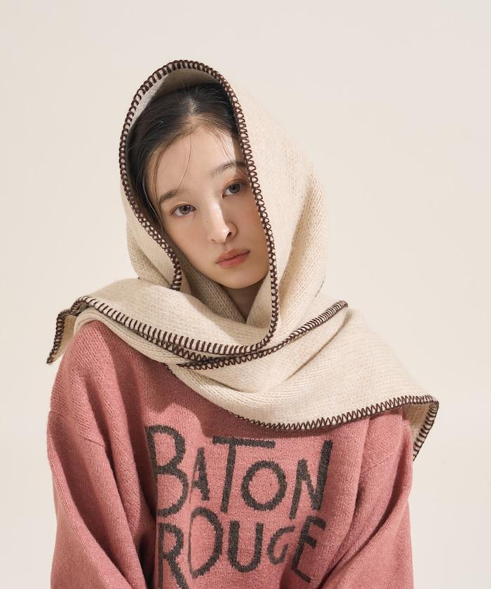 拼色毛毯縫線圍巾