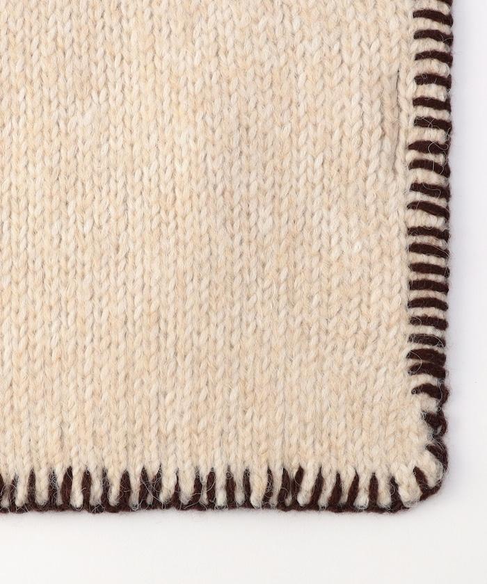 拼色毛毯縫線圍巾