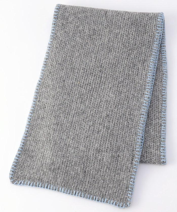 拼色毛毯縫線圍巾