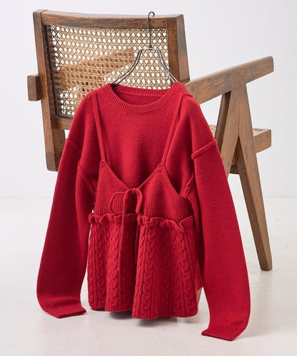 【套裝商品】麻花針織背心套裝