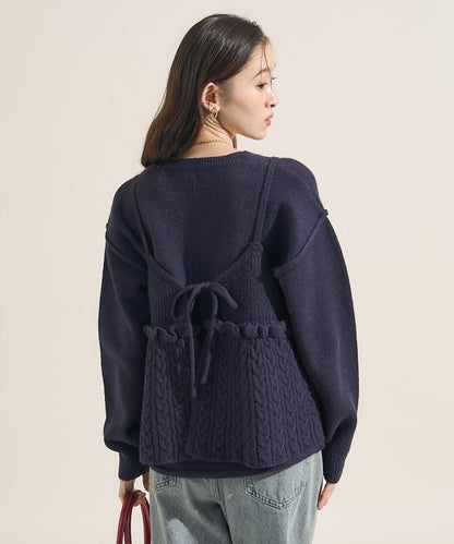 【套裝商品】麻花針織背心套裝