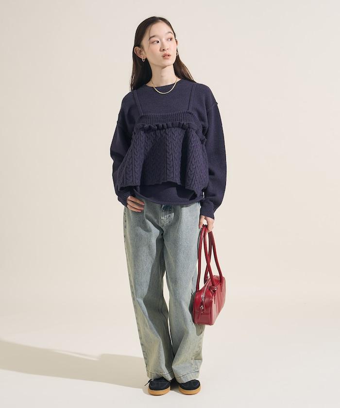 【套裝商品】麻花針織背心套裝