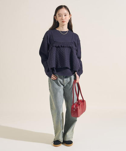 【套裝商品】麻花針織背心套裝