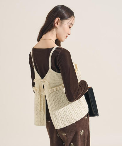 【套裝商品】麻花針織背心套裝