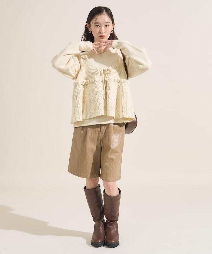 【套裝商品】麻花針織背心套裝