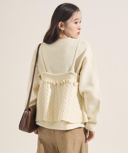 【套裝商品】麻花針織背心套裝