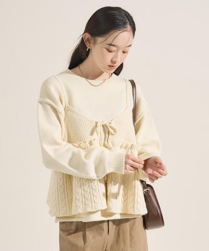 【套裝商品】麻花針織背心套裝