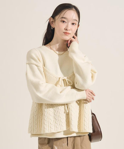 【套裝商品】麻花針織背心套裝