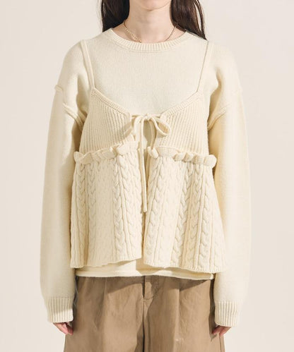 【套裝商品】麻花針織背心套裝