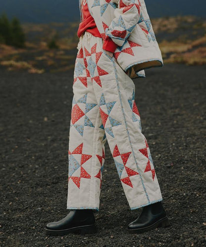 印度星星圖案絎縫長褲