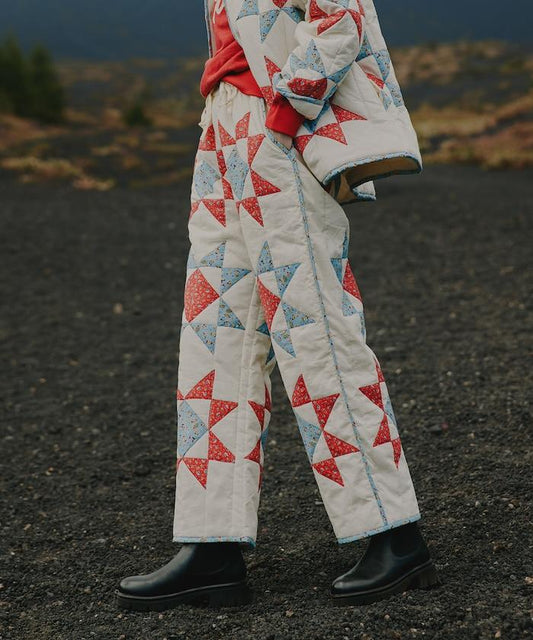 印度星星圖案絎縫長褲