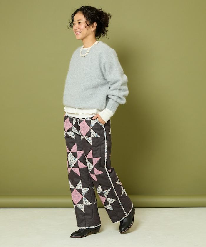 印度星星圖案絎縫長褲