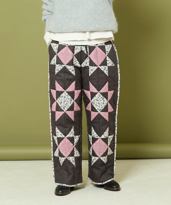 印度星星圖案絎縫長褲