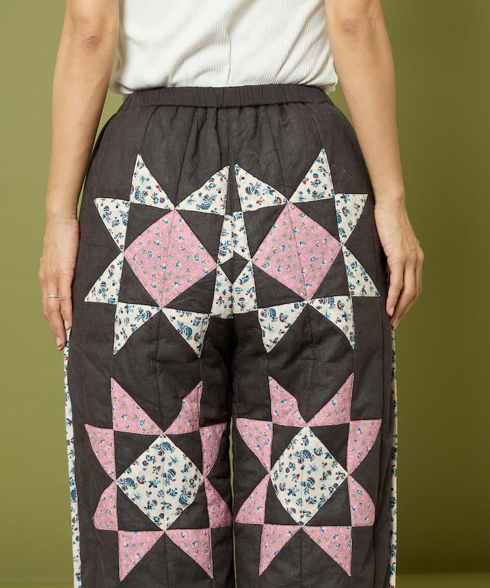 印度星星圖案絎縫長褲