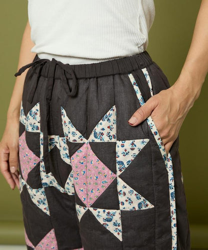 印度星星圖案絎縫長褲