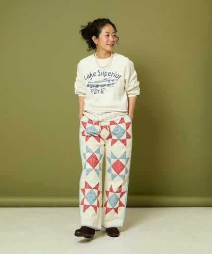 印度星星圖案絎縫長褲