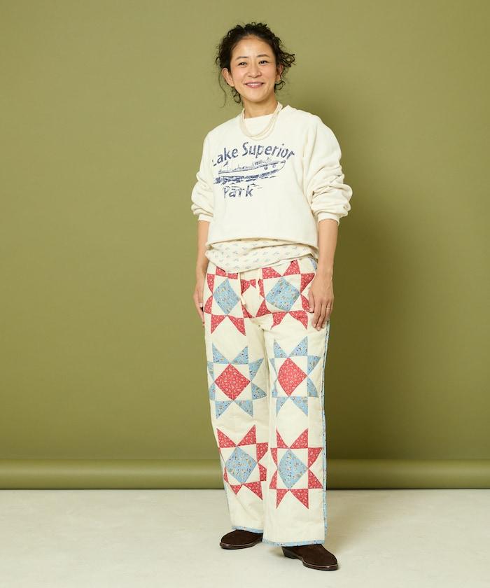 印度星星圖案絎縫長褲