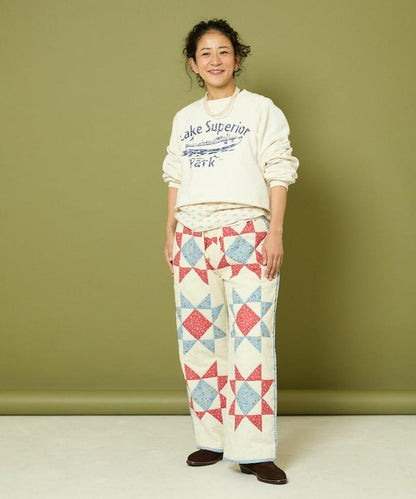 印度星星圖案絎縫長褲