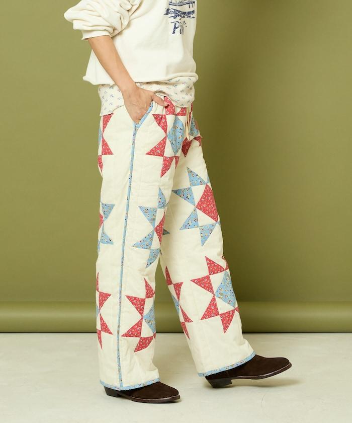 印度星星圖案絎縫長褲