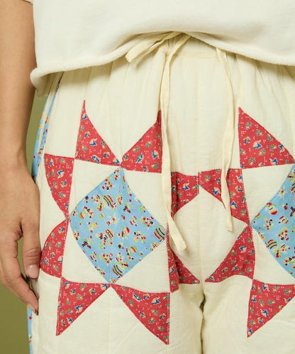 印度星星圖案絎縫長褲