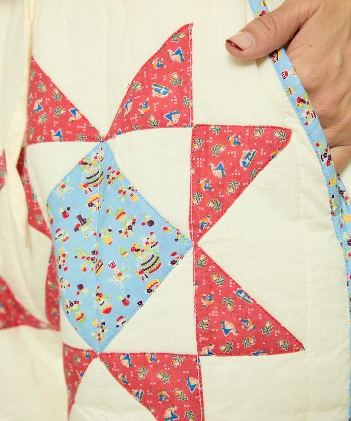 印度星星圖案絎縫長褲