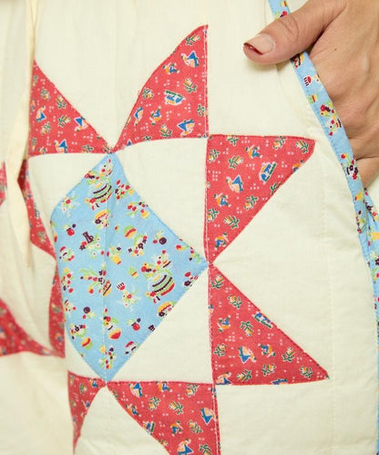 印度星星圖案絎縫長褲