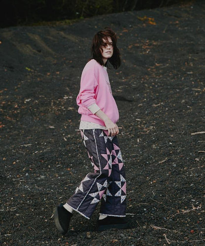 印度星星圖案絎縫長褲