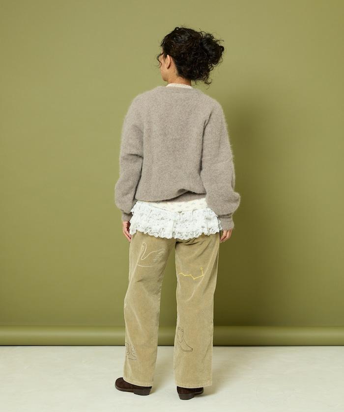 鏈式縫線燈芯絨長褲