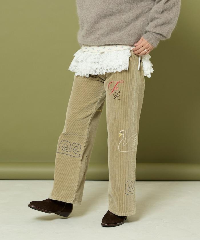 鏈式縫線燈芯絨長褲