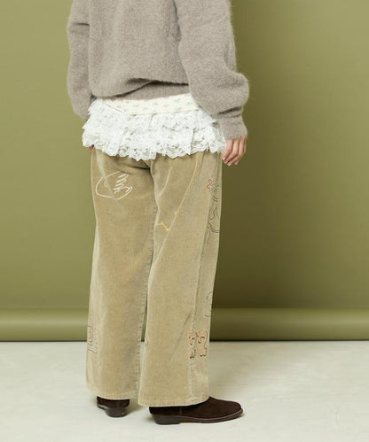 鏈式縫線燈芯絨長褲