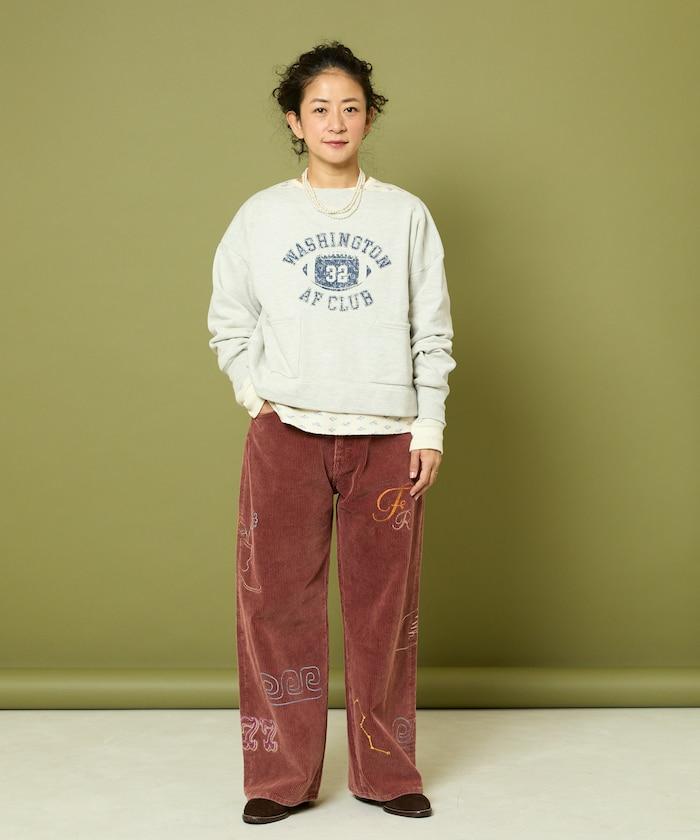 鏈式縫線燈芯絨長褲