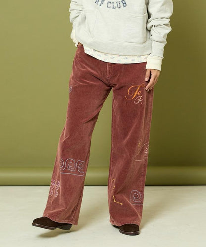 鏈式縫線燈芯絨長褲