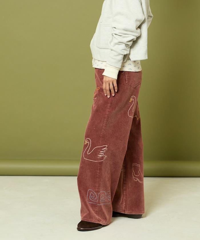 鏈式縫線燈芯絨長褲