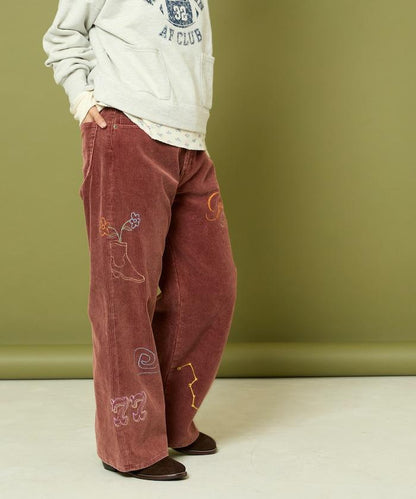 鏈式縫線燈芯絨長褲