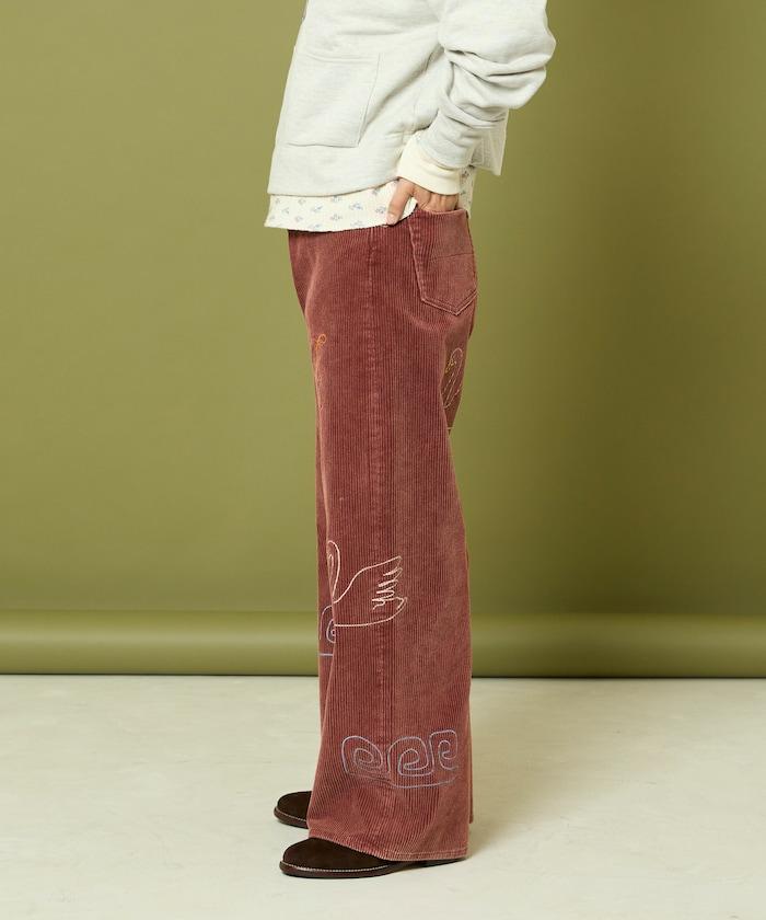 鏈式縫線燈芯絨長褲