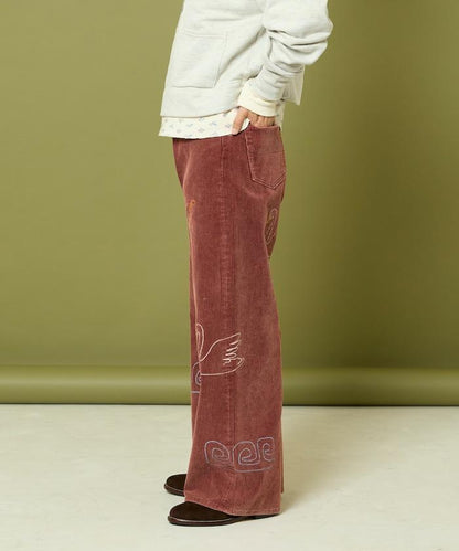 鏈式縫線燈芯絨長褲