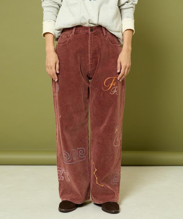 鏈式縫線燈芯絨長褲