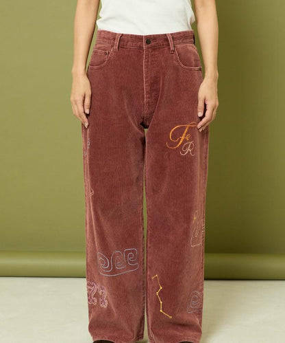 鏈式縫線燈芯絨長褲