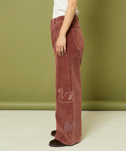 鏈式縫線燈芯絨長褲