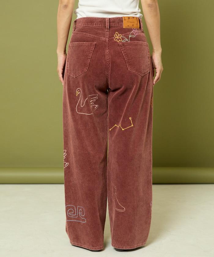 鏈式縫線燈芯絨長褲