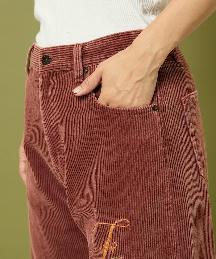 鏈式縫線燈芯絨長褲