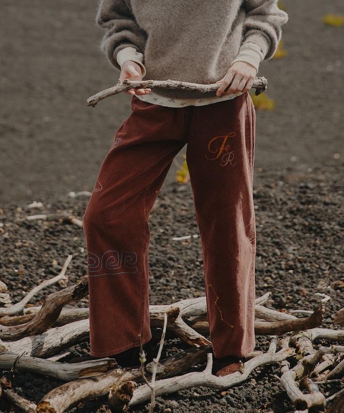 鏈式縫線燈芯絨長褲