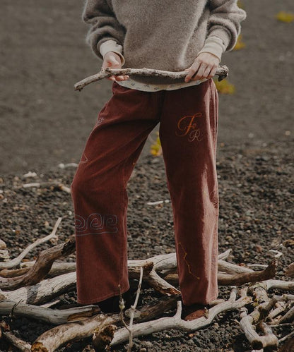 鏈式縫線燈芯絨長褲